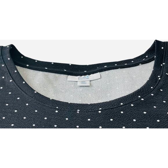 CROFT & BARROW SLEEVELESS ROUND NECK TOP, WOMENS, XXL, BLACK W/ WHITE POLKA DOTS - Picture 2 of 10
